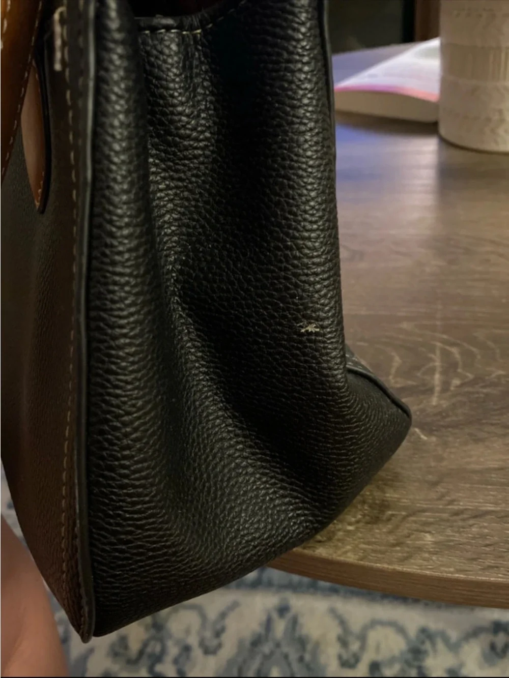 Black & Brown Structured Satchel Handbag - Classic Women's Bag